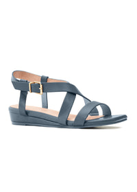 Strappy sandals with a low wedge heel - sky blue