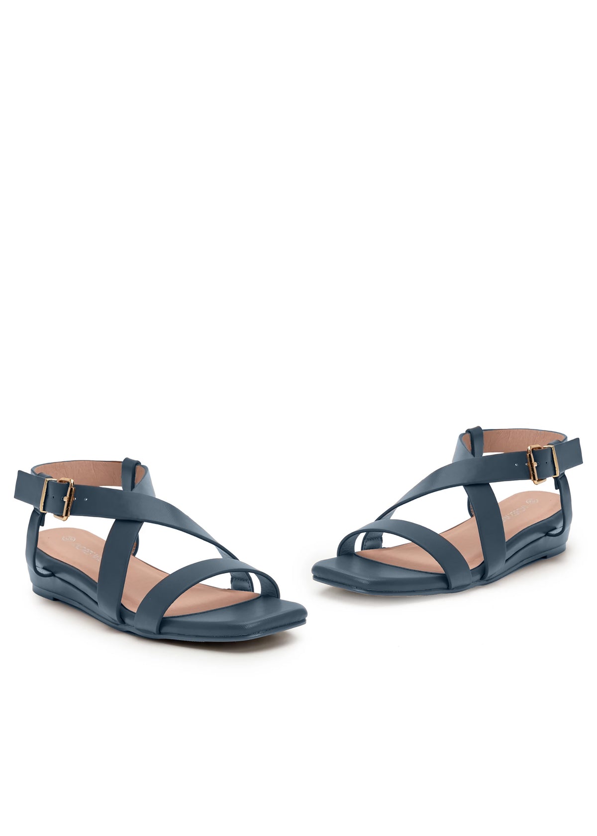 Strappy sandaler med låg kilklack - himmelsblå