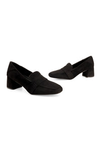 Loafers with stud heel - black