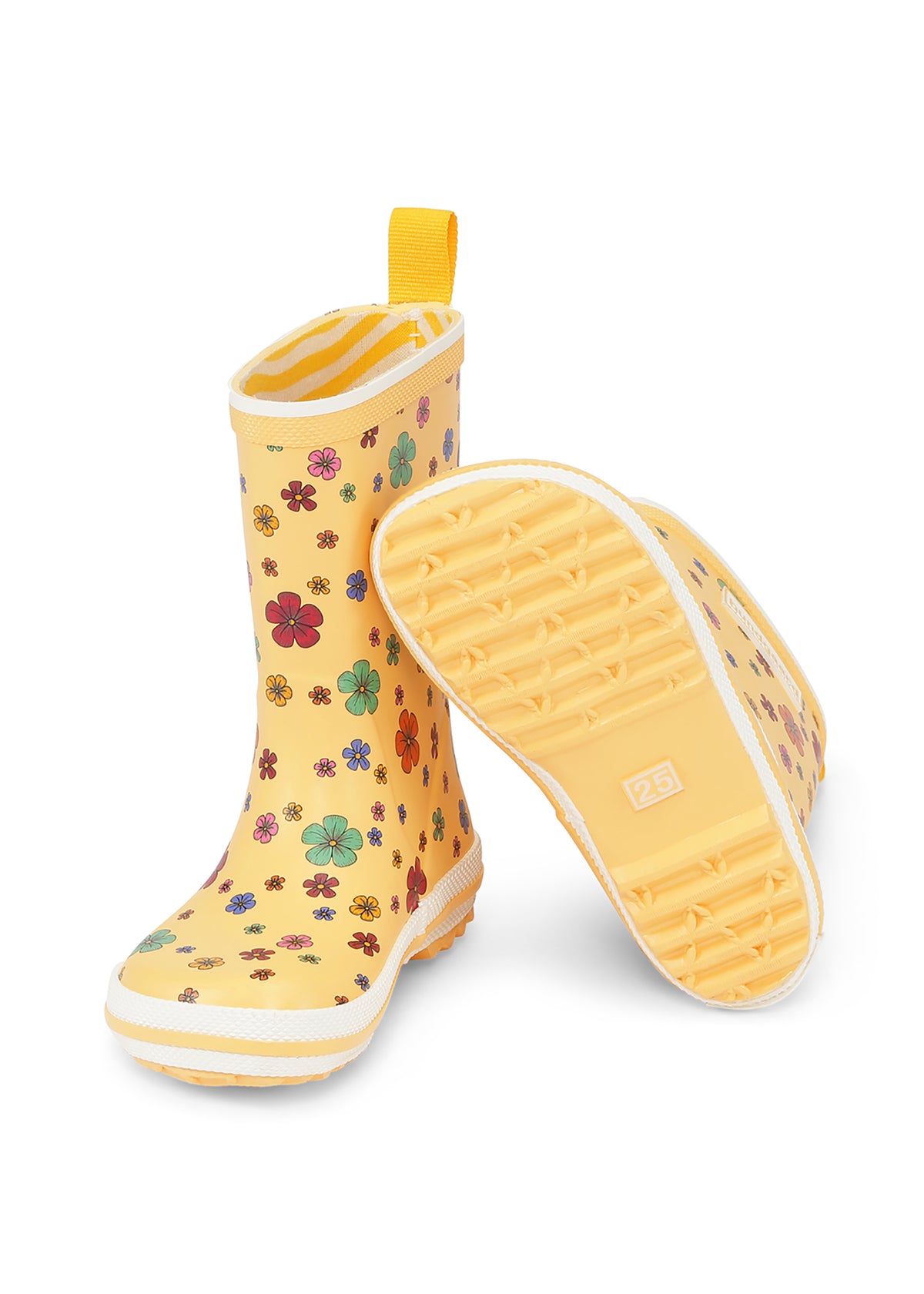 Rubber boots - Cosmos Flower, flowers on a yellow base, Bundgaard Zero Heel