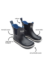 Rubber boots - short shaft, dark blue, Bundgaard Zero Heel