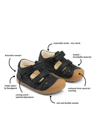 Children's sandals - Petit Sandal, black, closed toe, Bundgaard Zero Heel