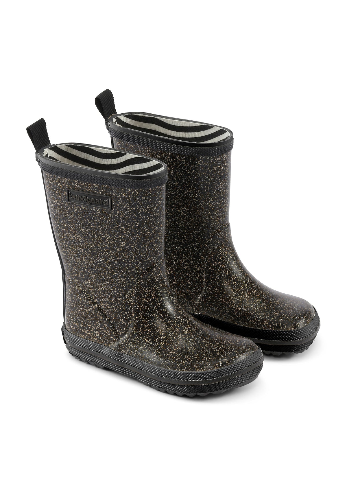 Rubber boots - black glitter, Bundgaard Zero Heel