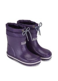 Rubber boots with a warm lining - purple, short shaft, drawstrings, Cirro Low Warm