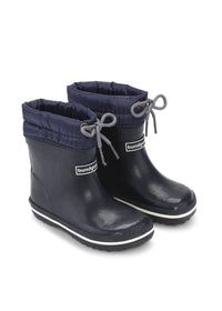 Rubber boots with a warm lining - dark blue, short shaft, drawstrings, Cirro Low Warm