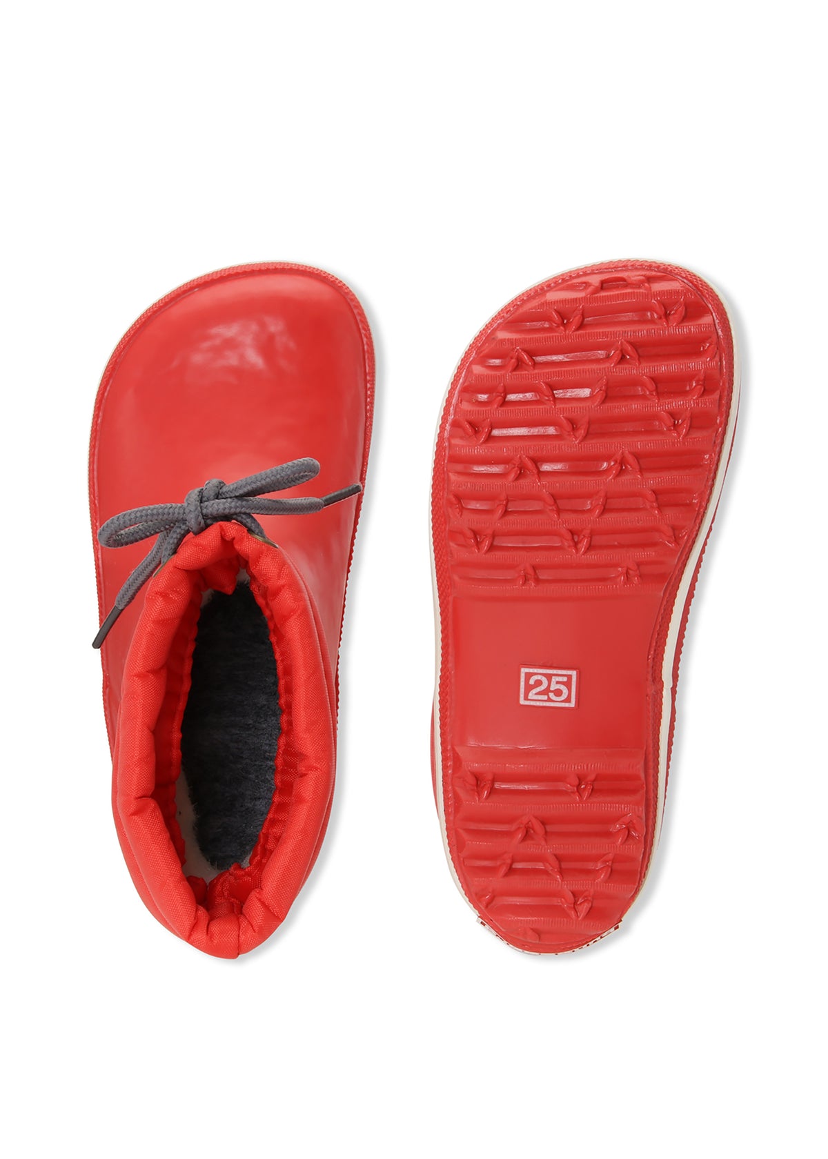 Rubber boots with a warm lining - red, short shaft, drawstrings, Cirro Low Warm