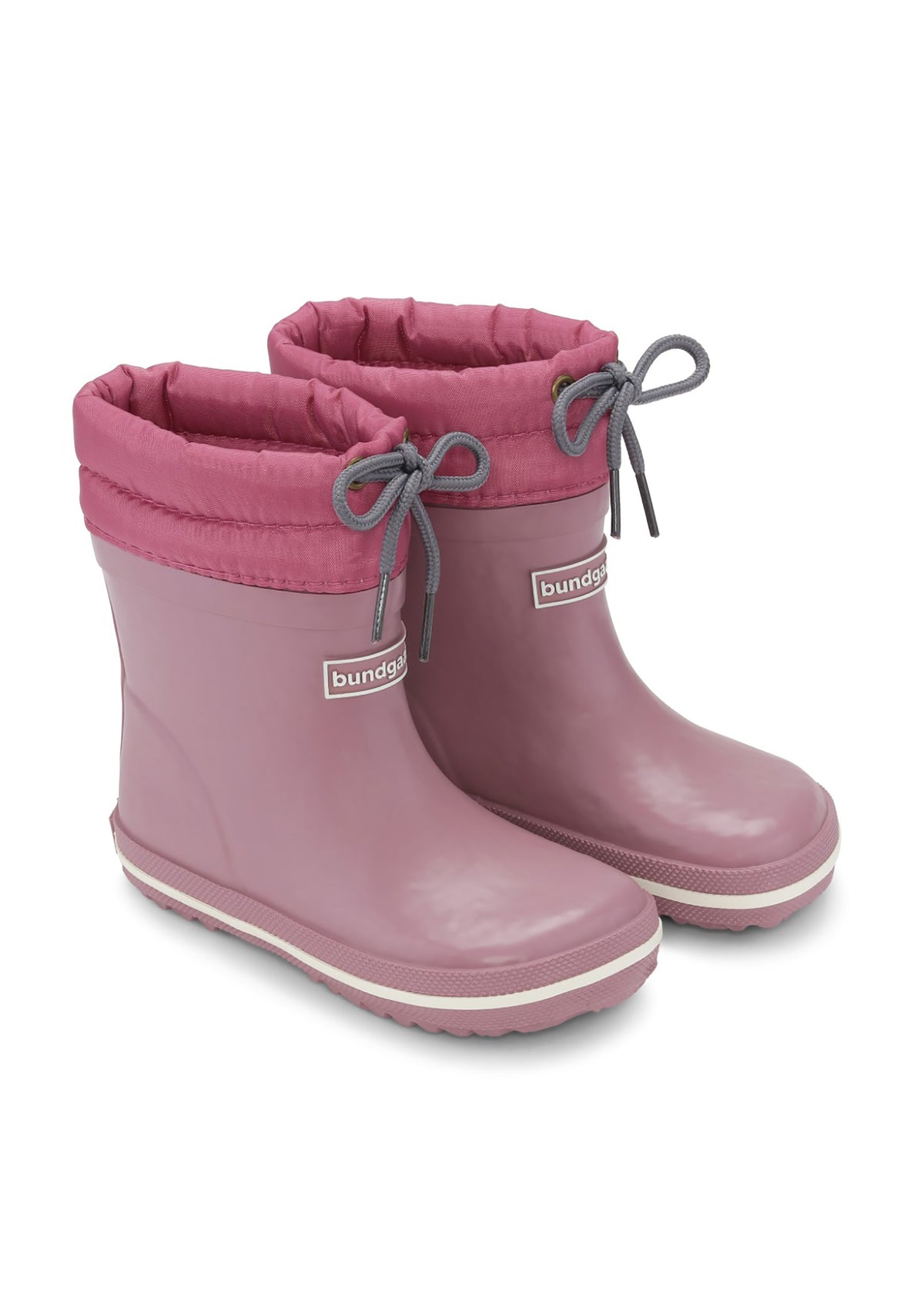 Rubber boots with a warm lining - dark pink, short shaft, drawstrings, Cirro Low Warm