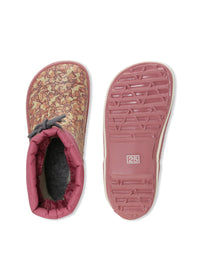 Rubber boots with a warm lining - pink terrain pattern, short shaft, drawstrings, Cirro Low Warm