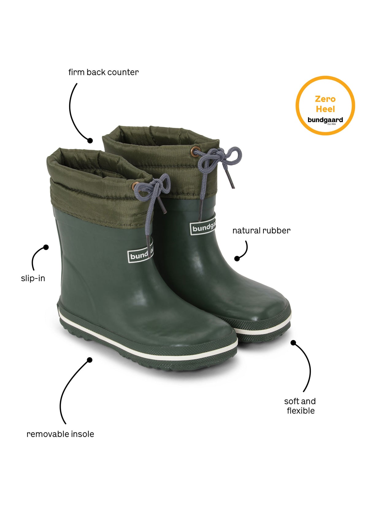 Rubber boots with a warm lining - dark blue, short shaft, drawstrings, Cirro Low Warm