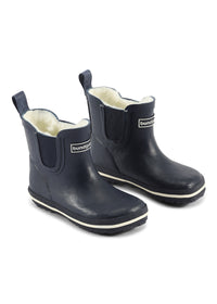 Rubber boots with a warm lining - dark blue, short shaft, Charly Low Warm