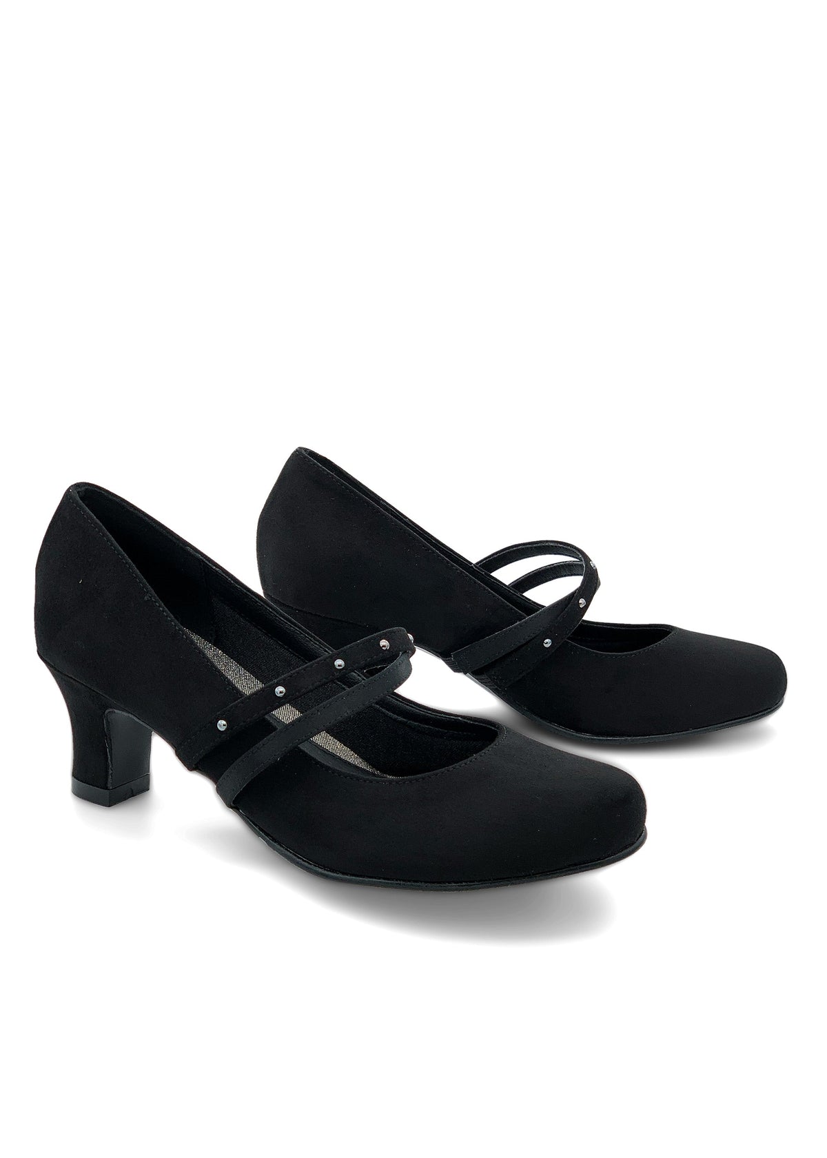 Open-toed shoes with rivet straps - black