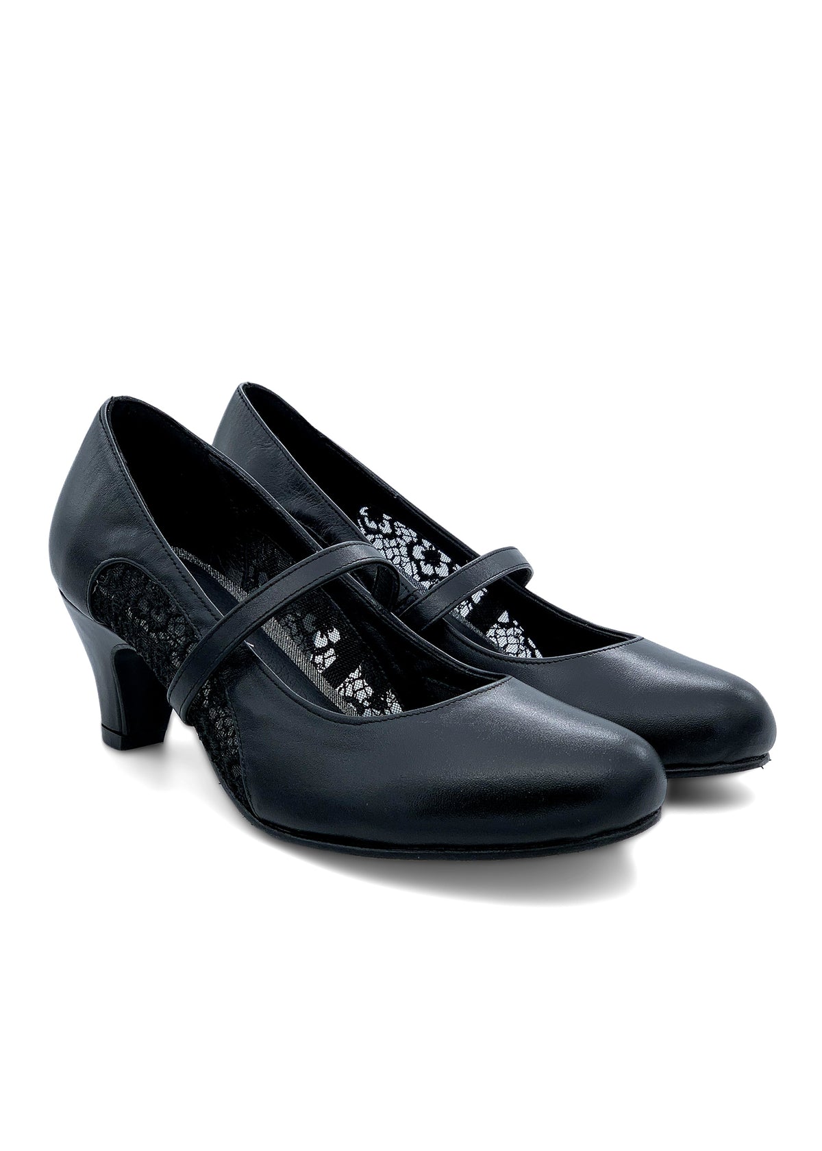 Open-toed shoes with lace edges - black