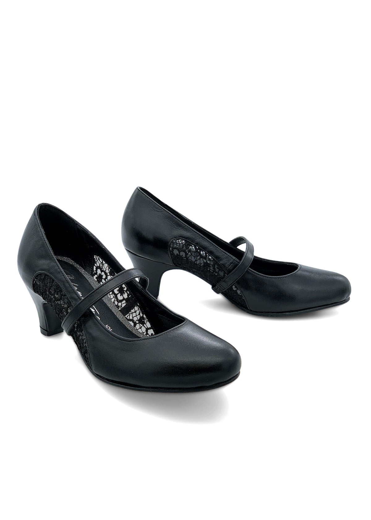 Open-toed shoes with lace edges - black