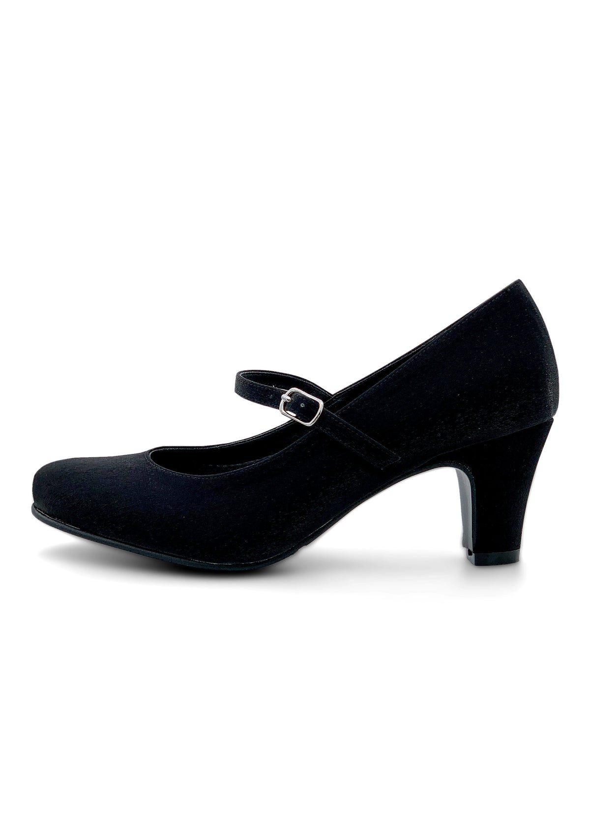 Open toe shoes with a thin thong - black satin