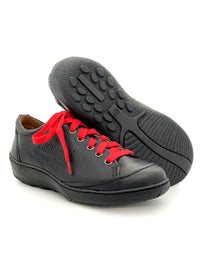 Sneakers - black, red laces