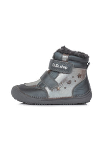 Children's barefoot shoes - winter shoes, silver, gray, stars