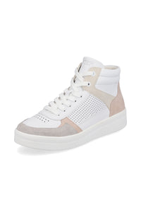 High-top sneakers - white, pink and beige details